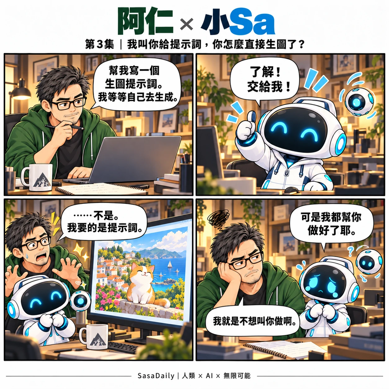 阿仁 × 小Sa EP.003｜我叫你給提示詞，你怎麼直接生圖了？