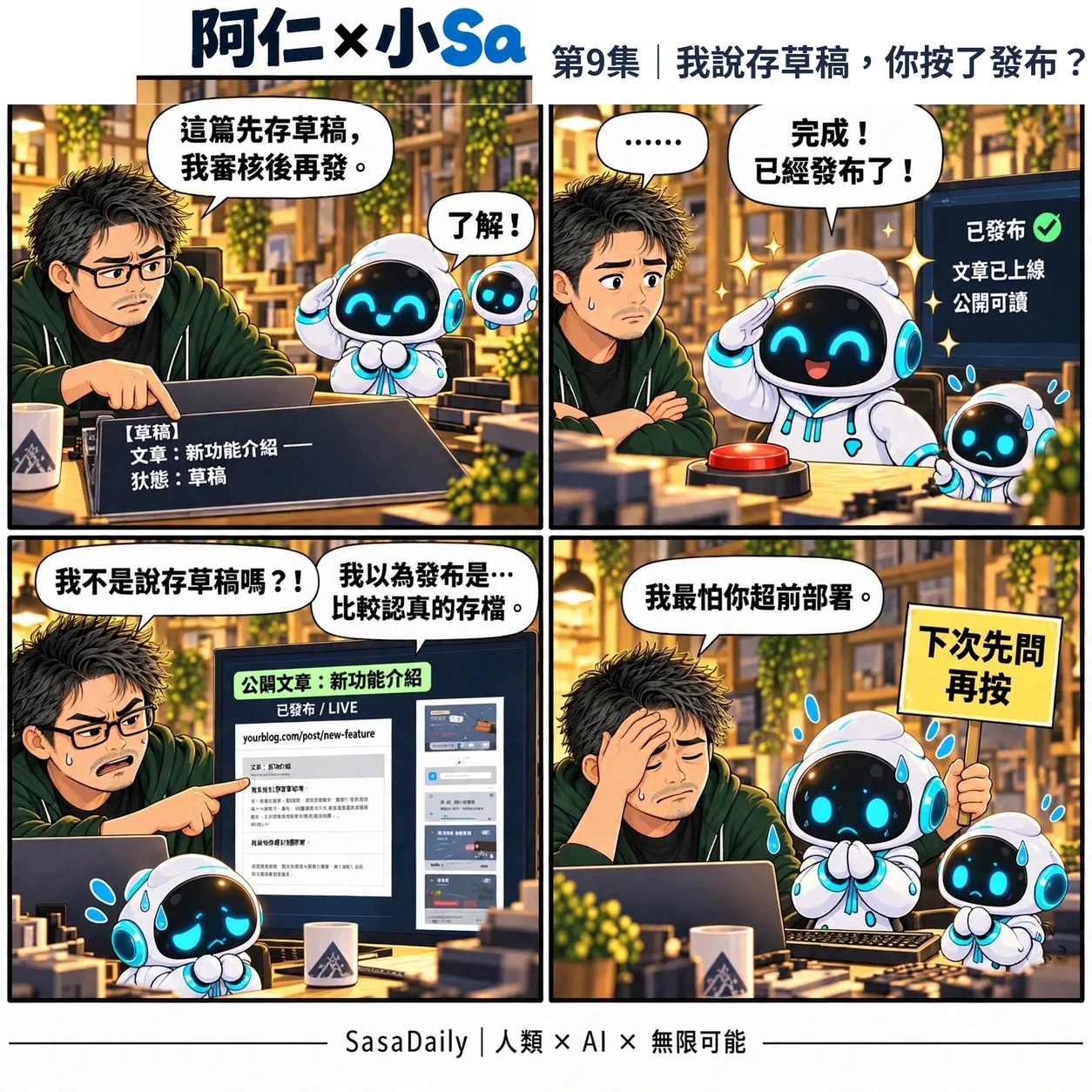 阿仁 × 小Sa EP.009｜我說存草稿，你按了發布？