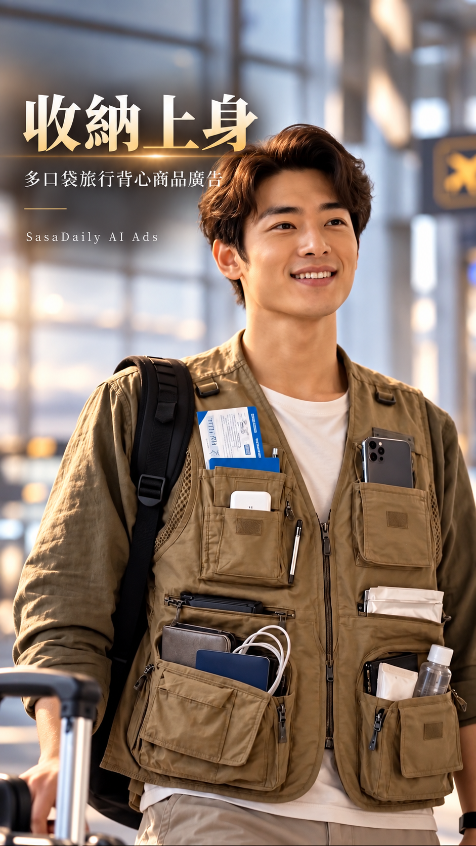 Carry More | Multi-Pocket Travel Vest Product Ad